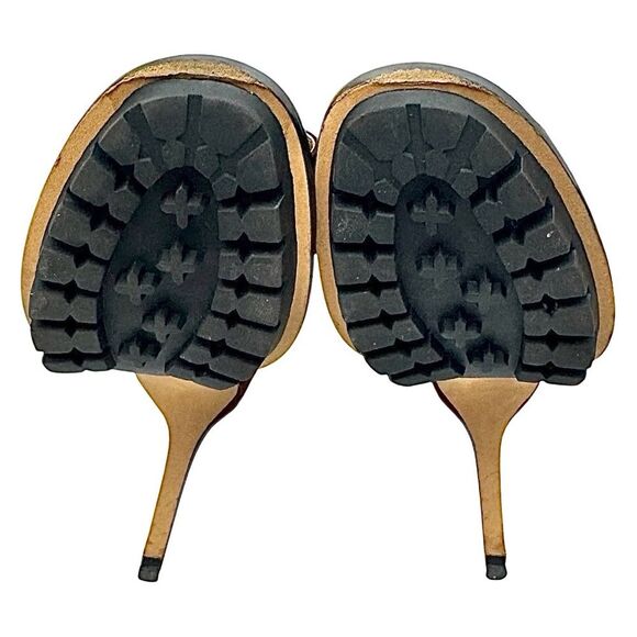 Via Spiga Tasa Burgundy Suede Peep Toe High Heel Shoes Size 10 Medium Pre-Owned - Picture 8 of 11